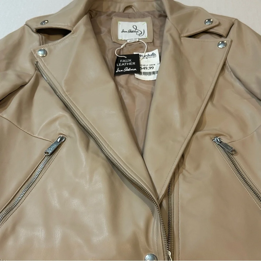 Sam Edelman Faux Leather Moto Jacket Beige | NWT Size Small - Picture 6 of 12